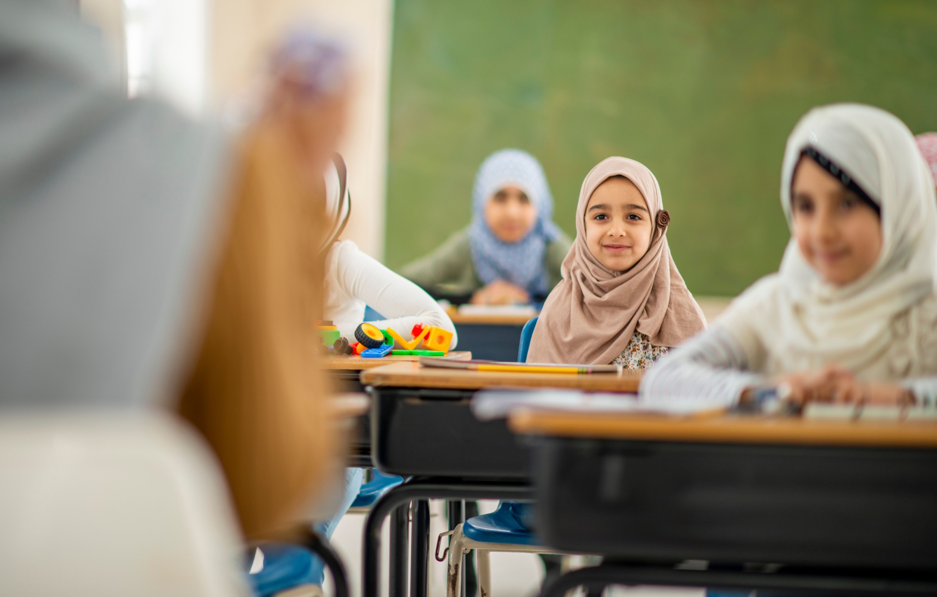 Smiling children in class